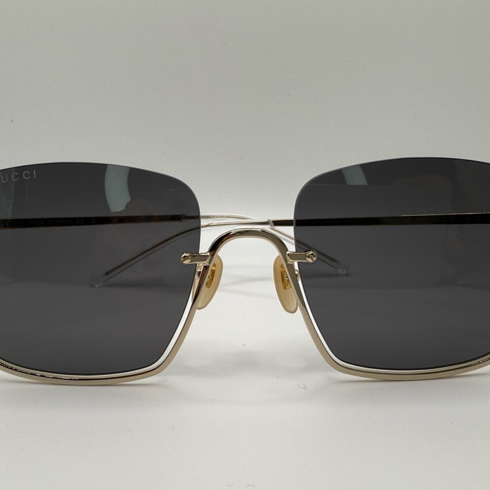 Gucci GG 1279S 001 Gold/grey Rimless Square Sunglasses with Gold Frame